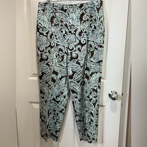 Talbots petites stretch silk blend abstract design pants size 14